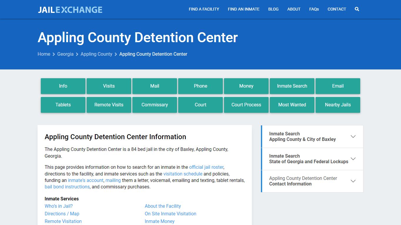 Appling County Detention Center, GA Inmate Search, Information